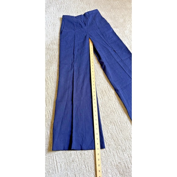 Diane Von Furstenberg Pants Womens 0 Navy Blue High Rise Wide Leg LINEN - Picture 3 of 10